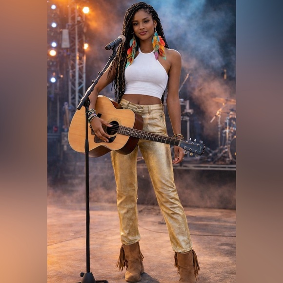 Escada Pants - 🌹HP Gorgeous Y2K Vintage Gold Style Escada Leather Jeans Festival Ready